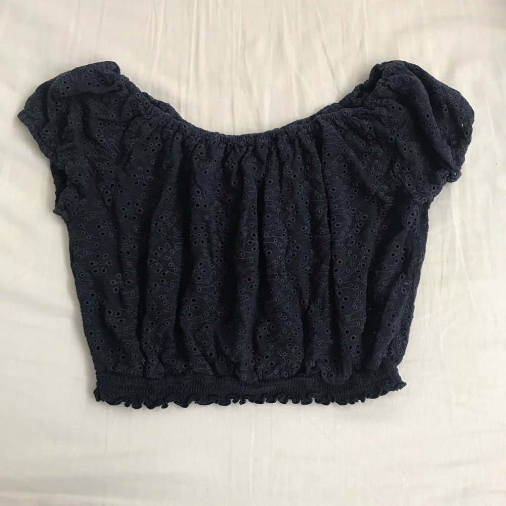 Navy Blue Hollister Crop Top